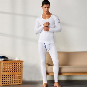 SEOBEAN WINTER AUTUMN NEW Mens sexy SOLID Long johns Low Rise Thermal Underpants leggings e top set 201126