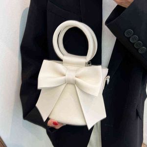 Akşam çantaları papyon yuvarlak kol tasarımı mini pu deri çapraz gövde tarafı kadınlar için 2022 yaz moda omuz çantası sevimli kılıflar 220428