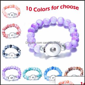 Beaded Strands Bracelets Jewelry Fashion 18Mm Snap Button Bracelet 10Mm Imitation Pearls Beads Charm Bangle For Women Girls Birthday Gift D