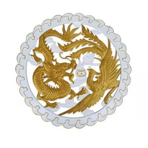 Wall Stickers European-style PVC Dragon And Phoenix Round Flower Carvings Furniture Applique Background Decoration Non-wood CarvingWall