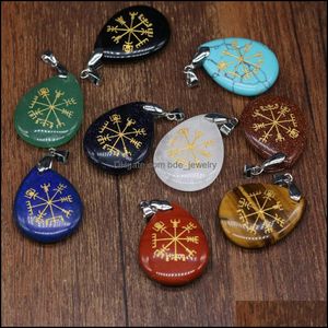 Anhänger Halsketten Chakra Reiki Heilung Edelsteine Halbedelstein Wassertropfen Gold Worte Buchstaben Muster Charms Amet Kristall Dhseller2010 Dhtsg