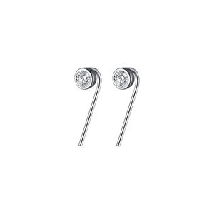 Pure 925 Sterling Silver Stud Earring Women Delicate Zircon Earring Simple Plain Design White Gemstone Jewellry wholesale fashion jewelry