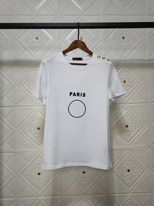 23色デザイナーの女性Tシャツファッショントップマンコインレタープリント肩ボタンを付けて女性ティーホワイトコットンショートスリーブ愛好家Tシャツブラックヒップホップのための夏