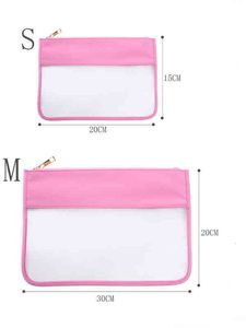 Cases Travel Pvc Cosmetic Bags Women Transparent Clear Color Makeup Organizer Flat Zipper Pouch Chenille Letters 220708