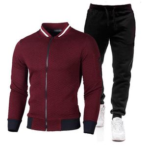 Tute da uomo Tuta sportiva da uomo Tinta unita Giacca con cerniera Cravatta Corda Matita Pantaloni Abbigliamento sportivo traspiranteUomo