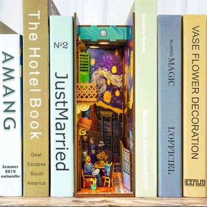 Book Nook DIY Wooden Van Gogh's World Scaffale Kit Mobili in miniatura Libreria Inserto Modello Roombox Giocattoli da costruzione Regali AA220325