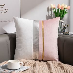Poduszka Projekt mody aksamitną poduszkę 45x45cm 30x50 cm wystrój domu Patchwork Golden Line Sofa Pillowcase 220623