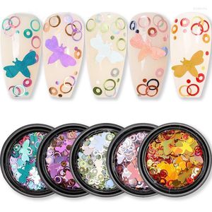 Nail Glitter 1 Box Cute Honeybee 3D -paljetter Mixed Iridescent Mirror Hollow Round Circle Art Flakes Slice Manicures Prud22