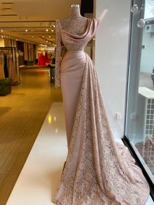 Wholesale empire arts for sale - Group buy 2022 One Long Sleeve Sheer Lace Prom Formal Evening Party Gown for Women Plus Size Elegent Pink Meimaid Evening Dresses Gowns Long
