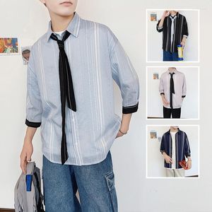 Camisas casuais masculinas harajuku shirt shirt shirt 2022 linho de seda de gelo de verão engordado em grande tamanho top solto