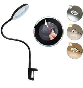 Tischlampen Faltbare 5-fache Vergrößerungsglas-Schreibtischlampe LED-Leuchten Lesen 3 Farbmodi USB-Stromversorgung Beleuchtungslupe für TopTable