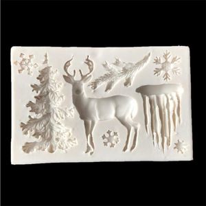 Christmas Series Elk Snow Liquid Silicone Mold DIY Po Frame Sugar Cake Baking Mold Decoration Tool 220815