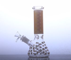 8 polegadas Beaker Base de vidro Bongo com estrelas e flores Atacado fumar tubo