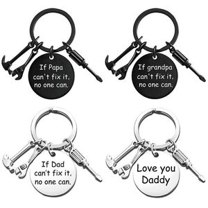 Bulk Price Father's Day Gift Keychain Pendant Dad Tool Hammer Screwdriver Wrench Metal Keychains Jewelry Accessories