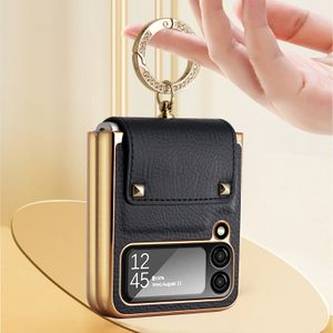 Poszycie opaski na rękę Etui do Samsung Galaxy Z Flip 3 Flip 4 Case Zawias Skórzany uchwyt pierścieniowy Osłona ochronna