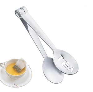 Coffee Tools Reusable Stainless Steel Tea Bag Tongs Teabag Squeezer Strainer Holder Grip Metal Spoon Mini Sugar Clip Coffee SN4547