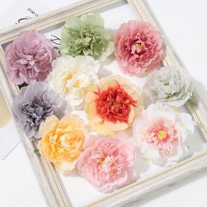 Dekorativa blommor kransar 2/5st Peony Artificial Head 10cm Fake DIY Wreath Handgjorda hantverksfestartiklar för hemrumsbröllopsdekoratio