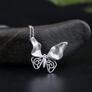 Correntes Sterling Silver Silver Retro Country Trend Butterfly Colar Butterfly