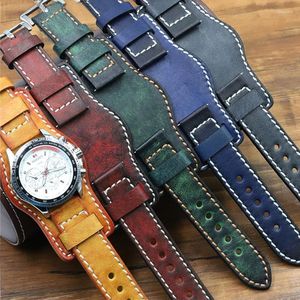 Uhrenarmbänder Echtes Leder Armband für Männer 20mm 22mm 24mm Rindsleder Band Strap Edelstahl Dornschließe Handgelenk Gürtel Armband Hele22