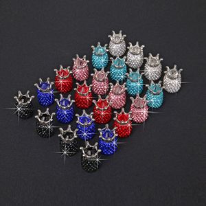 Car Wheel crown Valves Stems Caps Nut Car Tire Creative diamond inlaid valve Cover modified Set