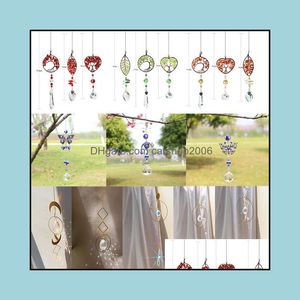 Pendants Arts Crafts Gifts Home Garden Moon Ring Rainbow Crystal Suncatcher Hanging Prism Ornament Pendant Car Decor Dh6Xr