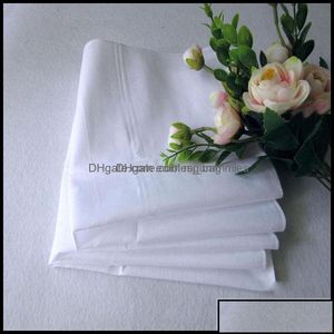 Handkerchief Home Textiles Garden Wholesale White Pure Color Small Square Cotton Sweat Towel Plain Drop Delivery 2021 Eatea