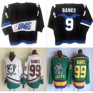 Nivip Men's Vintage Mighty Ducks Movie Jersey Hawks 9 Adam Banks Stitched Embroidery Hockey Jersey