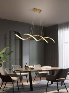 Pendant Lamps Modern Led Lamp For Dining Room Kitchen Living Decor Horizontal Suspension Fashion Plating Gold Chandelier LightingPendant