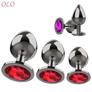 3pcs/conjunto massageador vibrador de metal liso de metal de metal ânus estimulador gay miçangas adultas para mulheres/homens