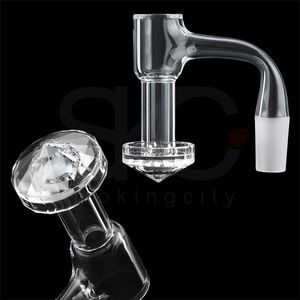 Smoke totalmente soldado fundo de diamante borda chanfrada terp slurper quartzo banger 14mm facetado dab unhas para dab rigs cachimbos de água de vidro