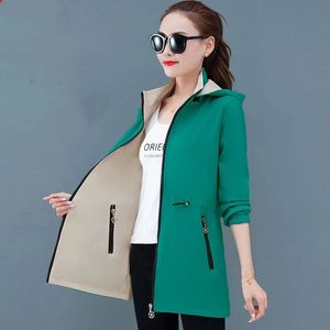 Double-sided Wwindbreaker Women Autumn Coat 2022 New Korean Loose Plus Size 4XL Female Casual Tops Women's Hooded Trench Coat