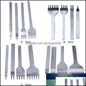 Hantverksverktyg konst hantverk gåvor hem trädgård 4st vit stål hugg stans suturverktyg diy läder stansning läderhant