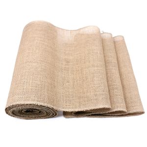 1PCS 30CM 10M Rustykalny wiejski przyjęcie weselne Dekoracje stołowe Burlap Naturalny jute lniana do wystroju Home Cloth 220615