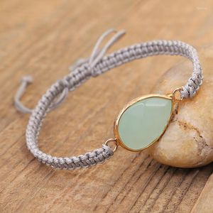 Pärlsträngar naturliga Amazon Stone-flätor armband vatten droppe kärlek handstickade armband modesmycken för kvinnor män pulseras fawn22