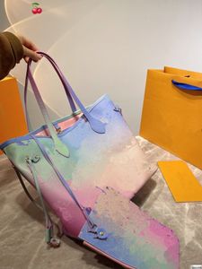 2 пирога дизайнерская марка большая емкость для одиночной сумки на плече Новая женская сумка для торговых покупок градиент женский женский большой цветочный сумочка