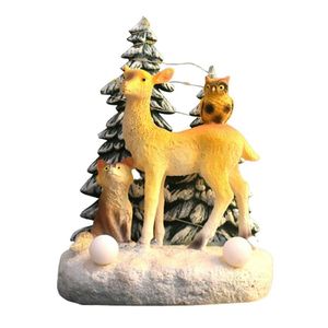 Interiördekorationer julscene harts prydnad med LED -lampor och musik animerad Xmas Tree Santa Snowman Deer Statyer Holiday Desktop
