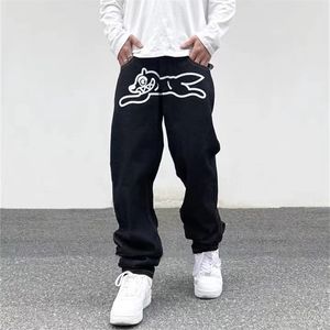 Ropa Köpek Baskı Streetwear Erkekler Hip Hop Şalvar Kot Pantolon Y2K Giysileri Düz Gevşek Goth Kot Pantolon Pantalones Vaqueros 220720