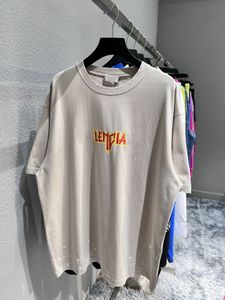 Luxury Brand Bale High Quality Oversize Ripped nc T-shirts ia 22ss Summer Tee Letter Printed Crack Couple Paris Loose O Neck T-Shirt Tee