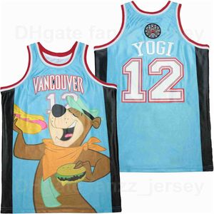 Man filme 12 Vancouver Yogi Basketball Jerseys Space Teal 90S Hip Hop Team cor azul Blue Breathable Hiphop para fãs de esportes Pure Cotton University Good/Top Quality