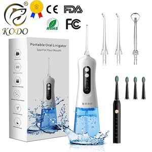 KODO Oral Irrigator for teeth Flosser USB Rechargeable Portable Dental Water Jet 300ML irrigador dental floss 220623