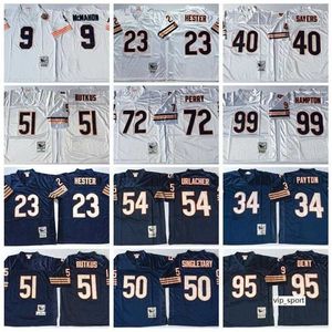 Chen37 NCAA Football 23 Devin Hester 34 Walter Payton 40 Gale Sayers Maglie 50 Mike Singletary 9 Jim McMahon 51 Butkus White Men Vintage