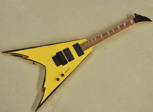 6 corde giallo v elettrico chitarra con rivestimento nero