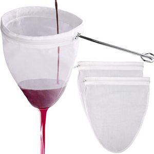 Reusable Tea Coffee Juices Filter Cheese Mesh Cloth Nut Milk Strainer Bag with Zipper and Handle