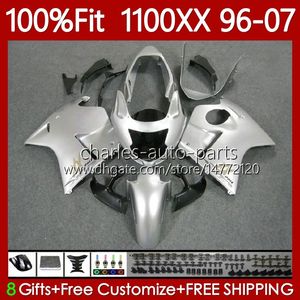 Wtryskiwacze Marynki do Hondy Blackbird CBR1100 CBR 1100xx 1100 XX CC Gloss Silver 96-07 114NO.84 Cbr1100xx 96 97 98 99 00 01 02 03 04 05 06 07 1100cc 1996 2007 Ciało