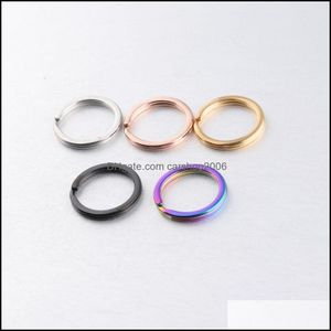 Nyckelringar 2x25mm Rainbow Round Circle Gold Sier Color Keychains Metal Chain Ring Split unisex Keyring KeyFob Holder Acce DHSeller2010 DH5CT