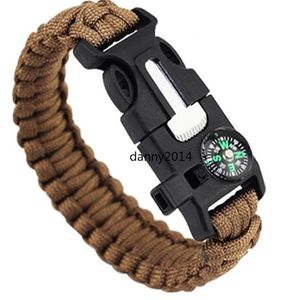 Paracord Survival Armband Utomhus Emergency Armband Professionell Mode Sport Med Kompass Brand Starter Emergency Whistle Kniv Buckle