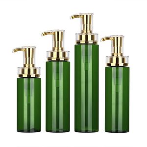 Spot 250ml 300ml green PET essence milk conditioner lotion bottle 350ml 400ml shampoo shower gel cosmetic packaging bottles