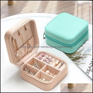 Party Favor Event Supplies Festive Home Garden Gift Packing Box Zipper Pu Leather Travel Jewelry Storage Rings Earrings Necklace Organizer