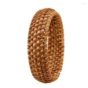 Armreif im ethnischen Stil, handgewebtes Rattan-Armband, schlicht, groß, rund, Damenschmuck, Armreif Kent22