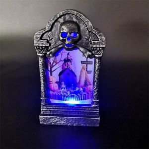 ألعاب الهالوين هالوين LED LED UP Tombstone Ornament Holiday DIY Game Rorror Props Decorations Outdoor Party Garden Graveyard Decor 220826